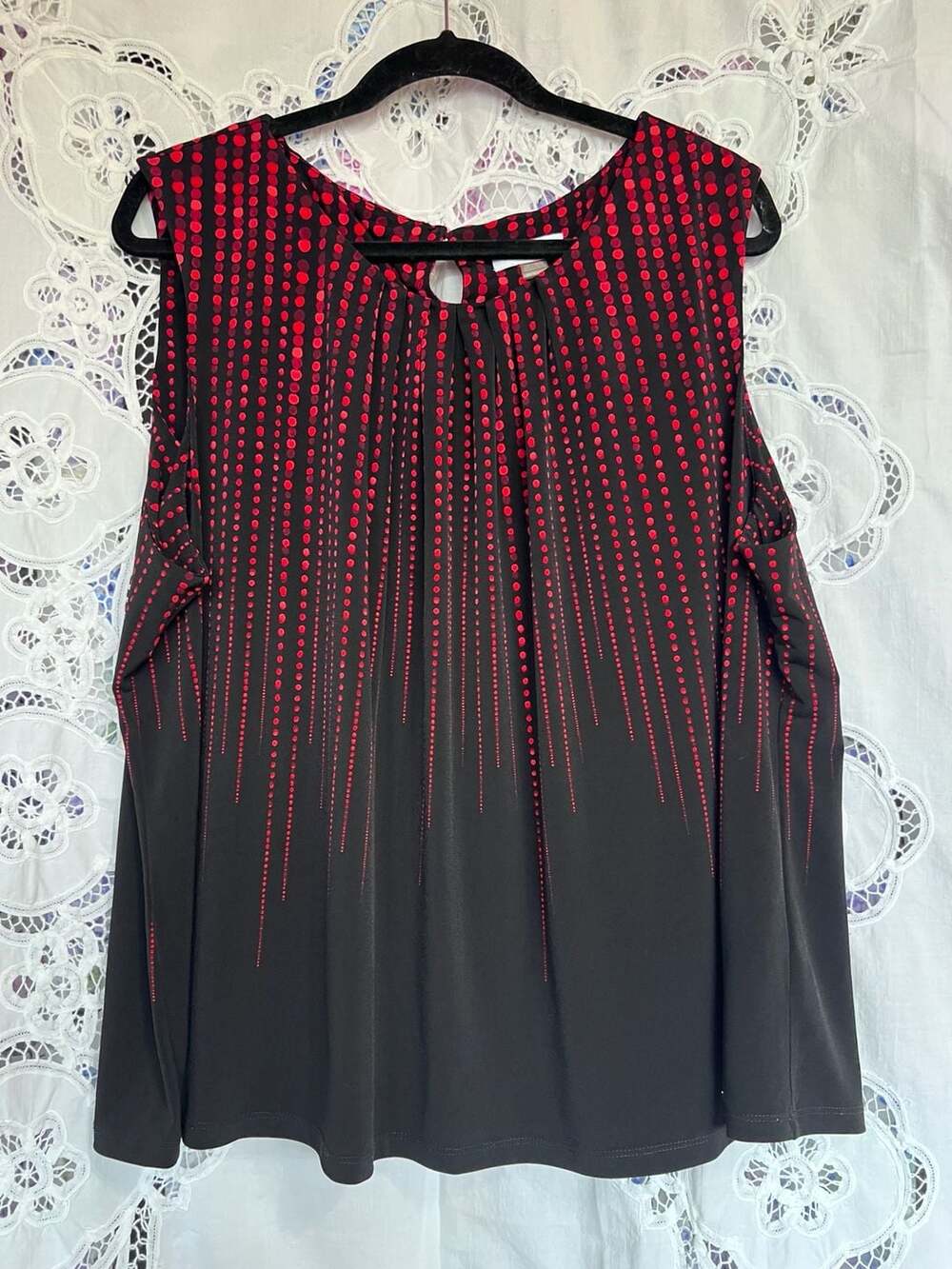 Calvin Klein Plus Size 3X Sleeveless Polka Dot Blouse Black/Red
